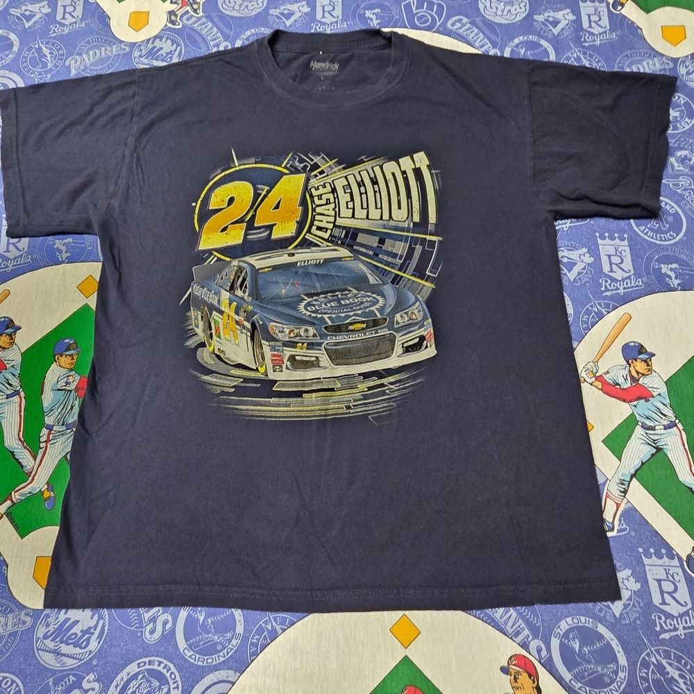 Chase Elliott Shirt Mens L 24 Hendrick Motorsports Kelly Blue Book NASCAR Navy